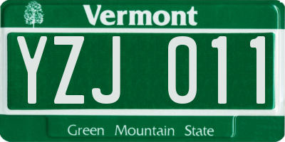 VT license plate YZJ011