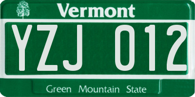VT license plate YZJ012