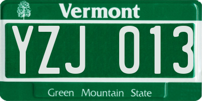 VT license plate YZJ013