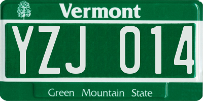 VT license plate YZJ014