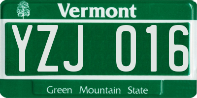 VT license plate YZJ016