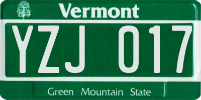 VT license plate YZJ017