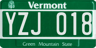 VT license plate YZJ018