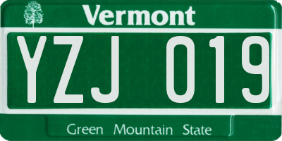 VT license plate YZJ019