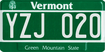 VT license plate YZJ020