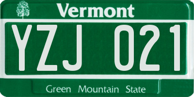 VT license plate YZJ021