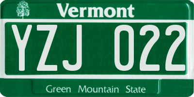 VT license plate YZJ022