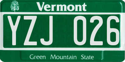 VT license plate YZJ026