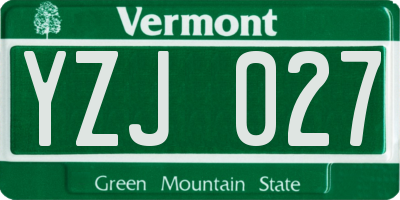 VT license plate YZJ027