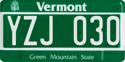 VT license plate YZJ030