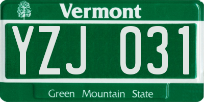 VT license plate YZJ031