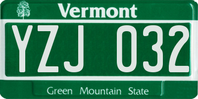 VT license plate YZJ032