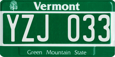 VT license plate YZJ033