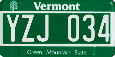 VT license plate YZJ034