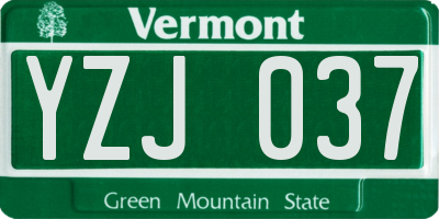 VT license plate YZJ037