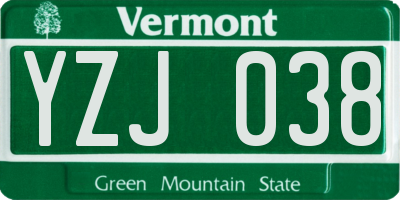 VT license plate YZJ038