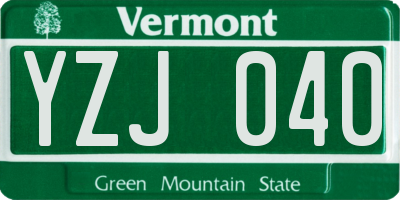 VT license plate YZJ040