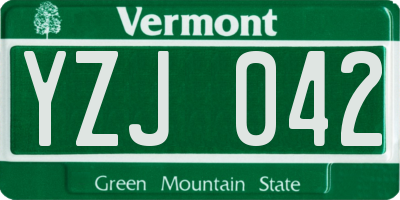 VT license plate YZJ042