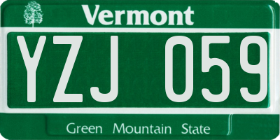 VT license plate YZJ059