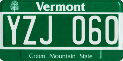 VT license plate YZJ060
