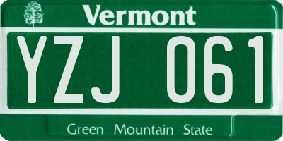 VT license plate YZJ061