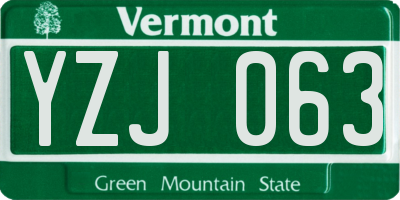 VT license plate YZJ063