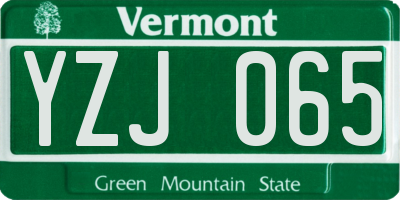 VT license plate YZJ065