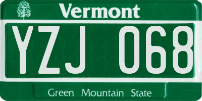 VT license plate YZJ068