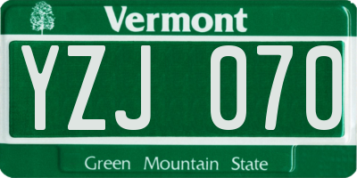 VT license plate YZJ070