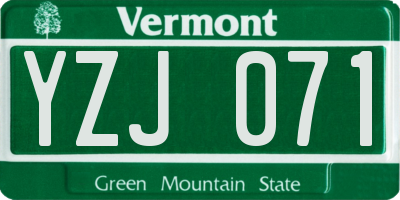 VT license plate YZJ071