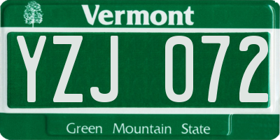 VT license plate YZJ072