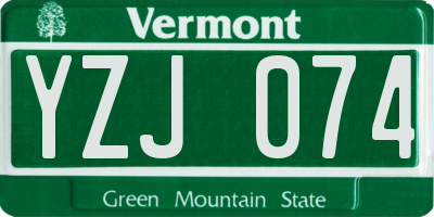 VT license plate YZJ074