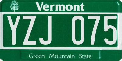 VT license plate YZJ075
