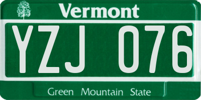 VT license plate YZJ076