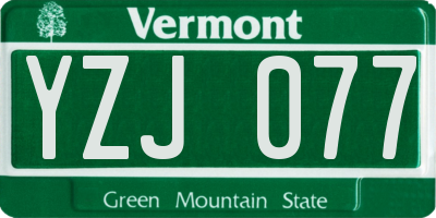 VT license plate YZJ077