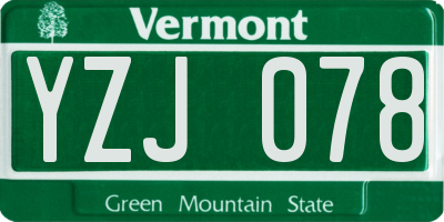 VT license plate YZJ078