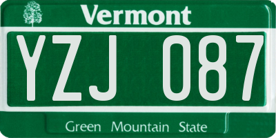 VT license plate YZJ087