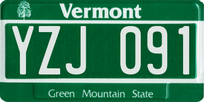 VT license plate YZJ091