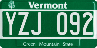 VT license plate YZJ092