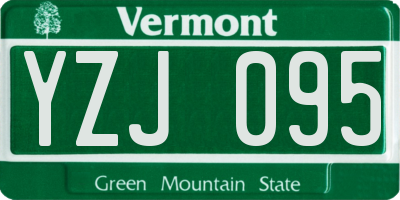 VT license plate YZJ095