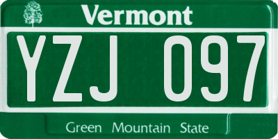 VT license plate YZJ097
