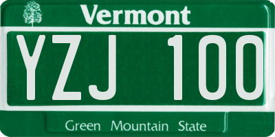 VT license plate YZJ100