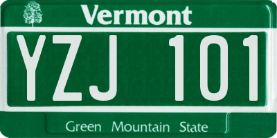 VT license plate YZJ101