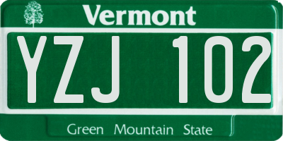 VT license plate YZJ102