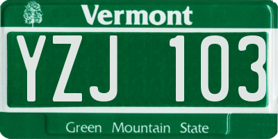 VT license plate YZJ103
