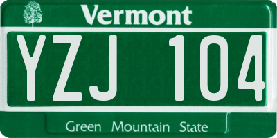 VT license plate YZJ104