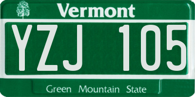 VT license plate YZJ105