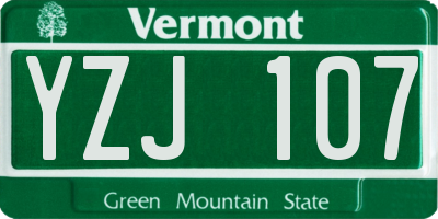 VT license plate YZJ107
