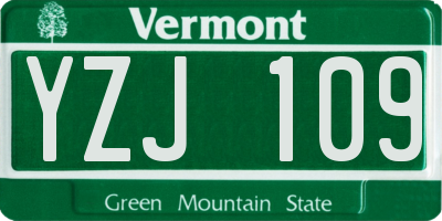 VT license plate YZJ109