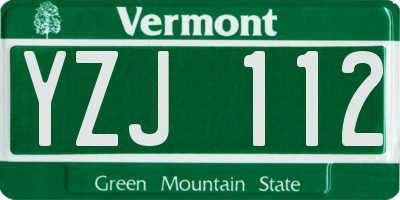 VT license plate YZJ112